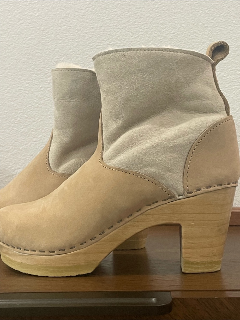 LUXURY Chunky Clog platform stacked boots suede quiet luxury, size 7, MSRP $430 - Picture 5 of 15